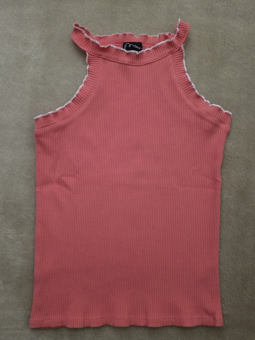 art class Girl'sCoral Pink/White Ribbed Mock Neck Tank Size L(10-12)